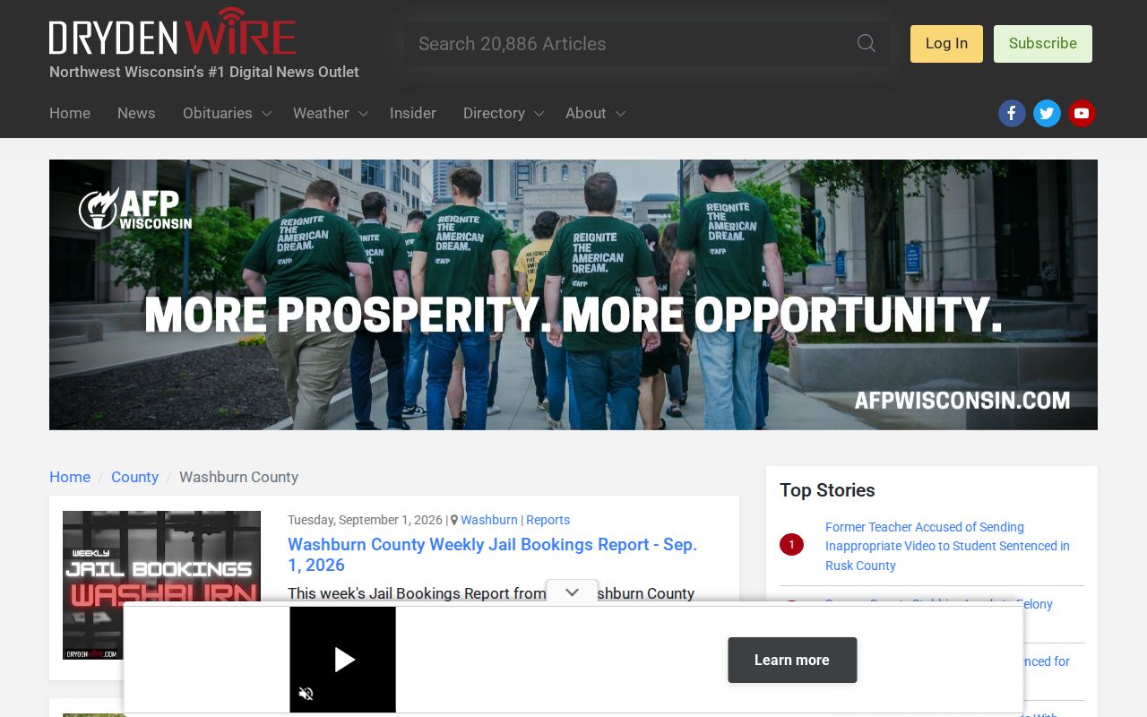 Washburn County crime news source on the DrydenWire county hub