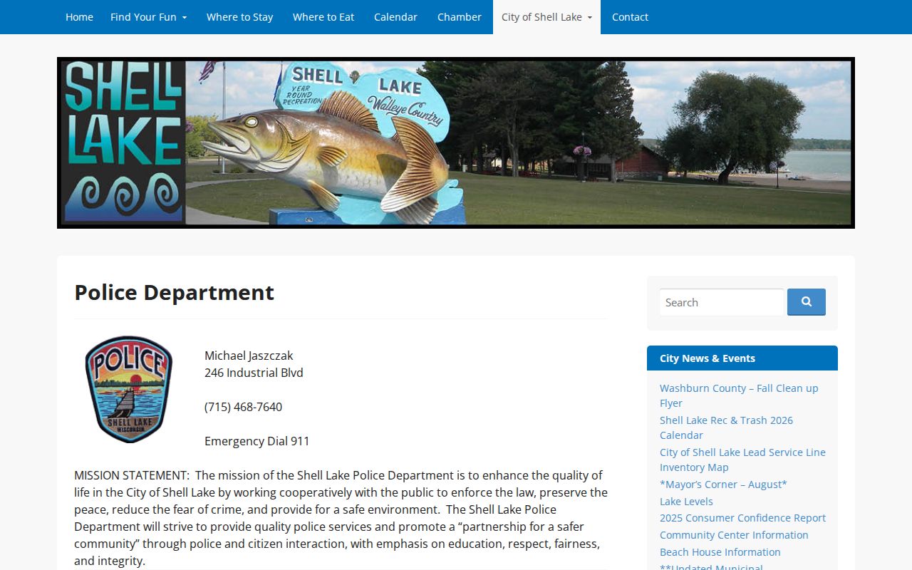 Washburn County Shell Lake police record contact source